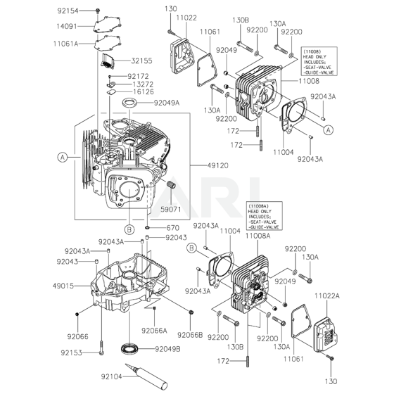 Cylinder / Crankcase for Kawasaki FT730V Engine