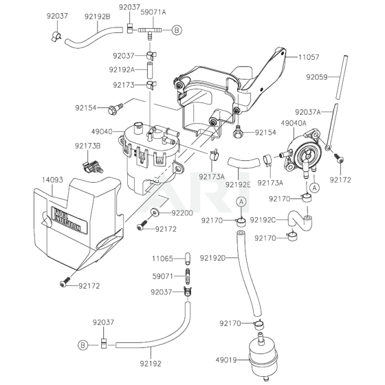 Fuel Tank / Fuel Valve for Kawasaki FT730V Engine