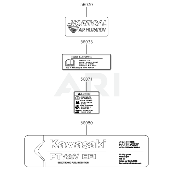 Label for Kawasaki FT730V Engine