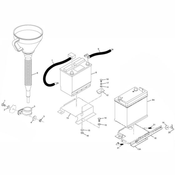 Funnel & Battery Assembly for Altrad Belle Premier XT Site Mixer