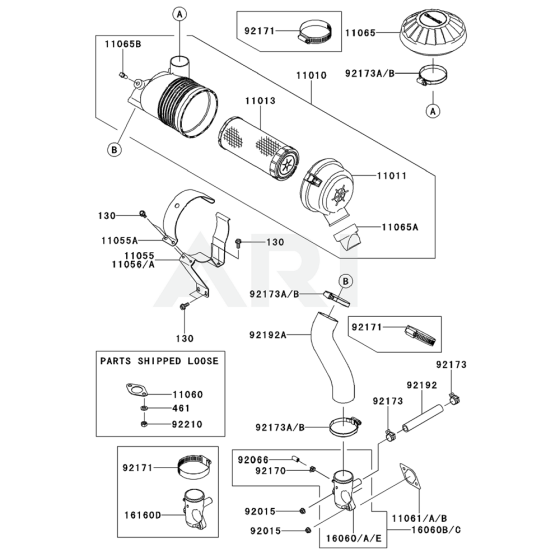 Air Filter / Muffler for Kawasaki FX600V Engine