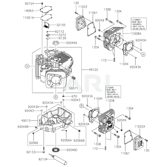 Cylinder / Crankcase for Kawasaki FX651V Engine