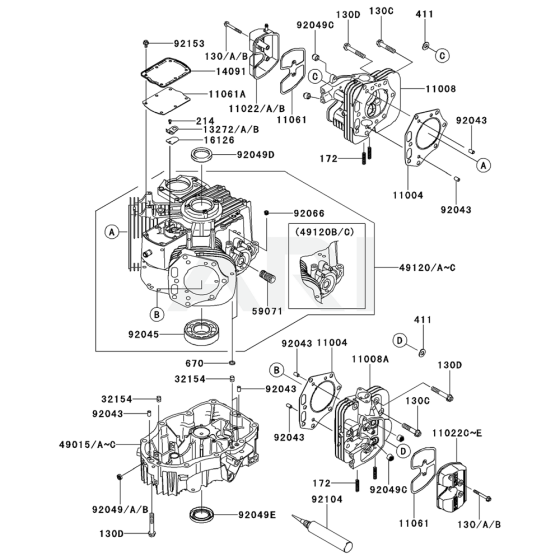 Cylinder / Crankcase for Kawasaki FX751V Engine