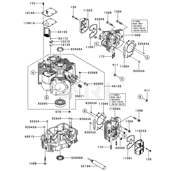 Cylinder / Crankcase for Kawasaki FX850V Engine