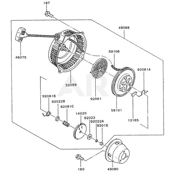 Starter for Kawasaki FZ340D Engine