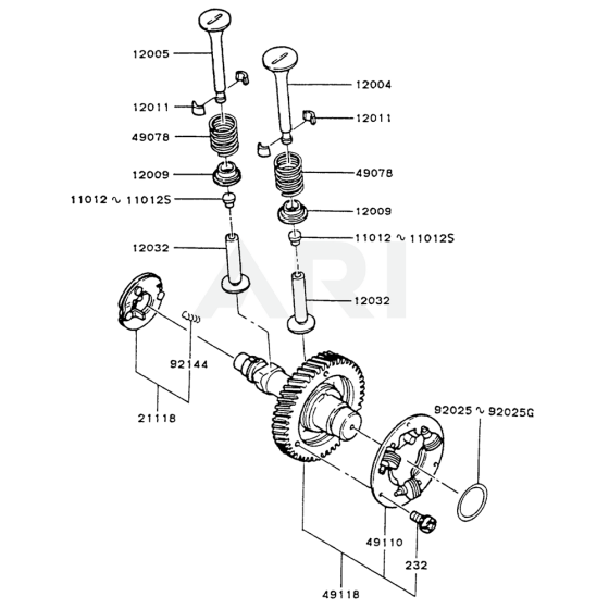 Valve / Camshaft for Kawasaki FZ340D Engine