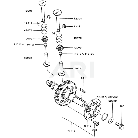 Valve / Camshaft for Kawasaki FZ340G Engine