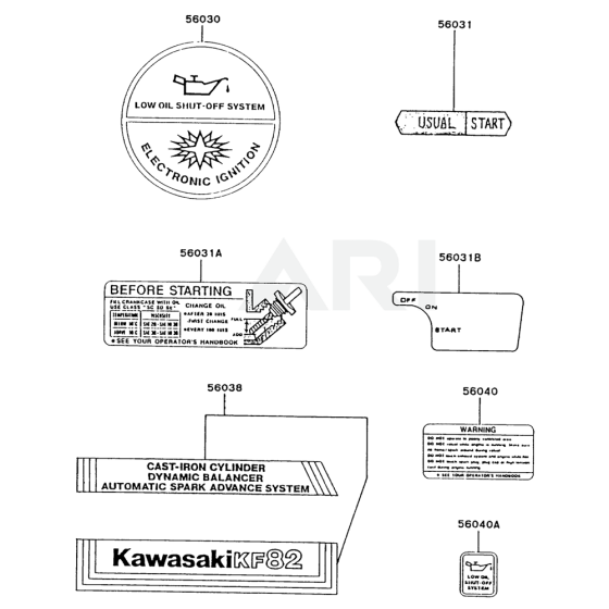 Label for Kawasaki FZ340G Engine