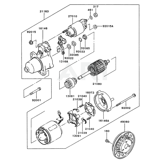 Starter for Kawasaki FZ400D Engine