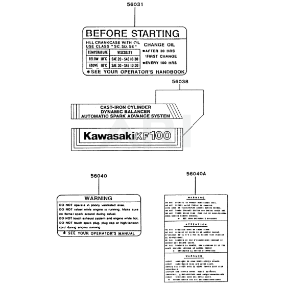 Label for Kawasaki FZ400D Engine