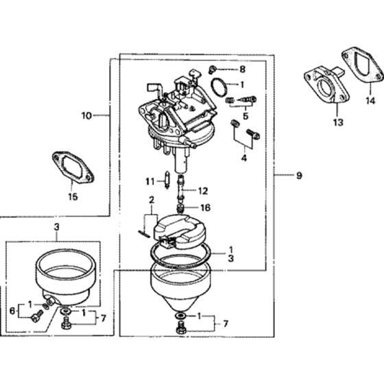 Carburetor Assembly 1 for Honda G100 Engines up to S/N BB08A A