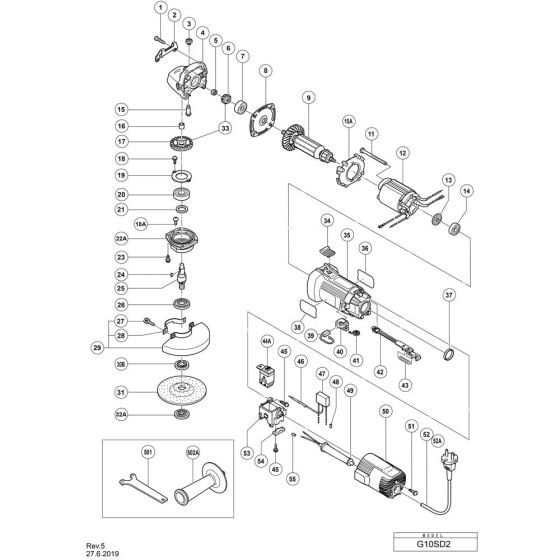 Main Assembly for Hikoki G10SD2 Disc Grinder