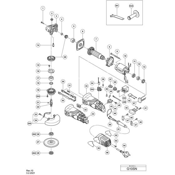 Main Assembly for Hikoki G10SN Disc Grinder