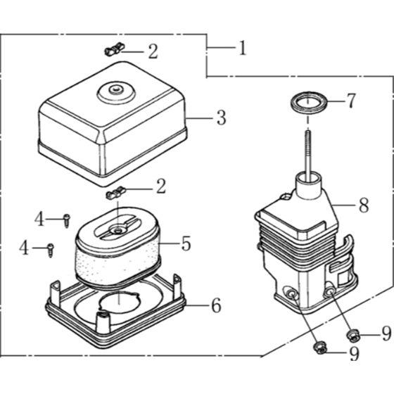 Air Cleaner Assembly for Loncin G120F A Shaft (118C, 3.5hp) Engine