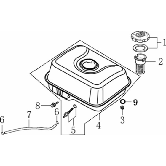 Fuel Tank Assembly for Loncin G120F R Shaft (118cc, 3.5hp) Engine