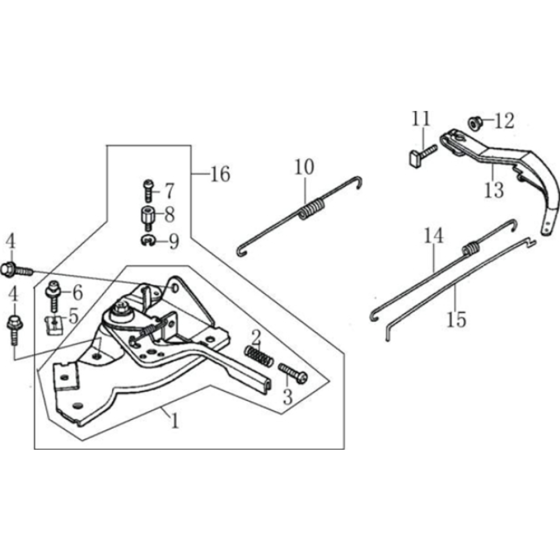 Control System Assembly for Loncin G120F R Shaft (118cc, 3.5hp) Engine