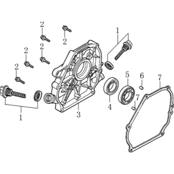 Crank Case Cover Assembly for Loncin G120F R Shaft (118cc, 3.5hp) Engine