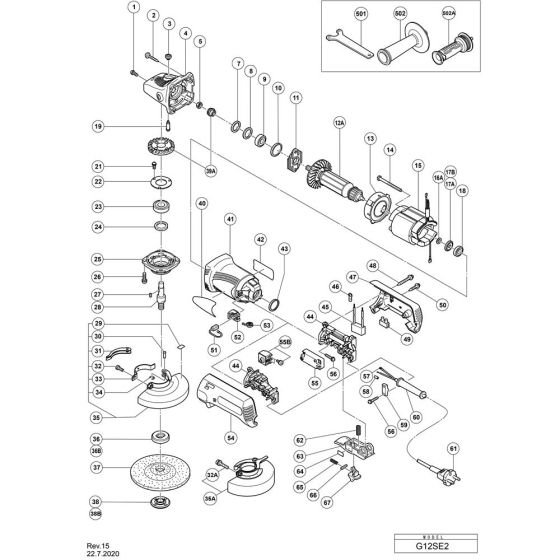 Main Assembly for Hikoki G12SE2 Disc Grinder