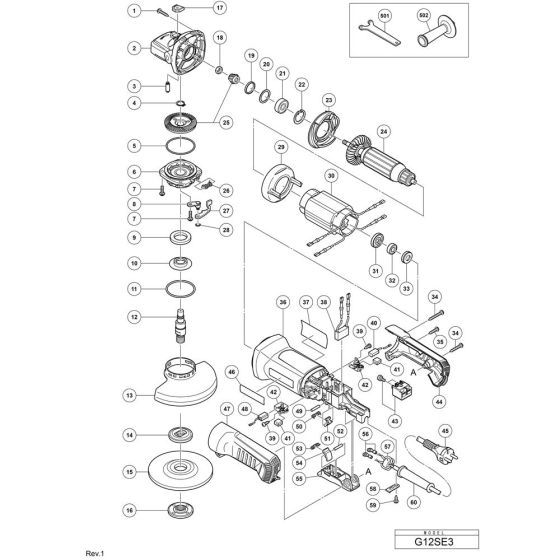 Main Assembly for Hikoki G12SE3 Disc Grinder