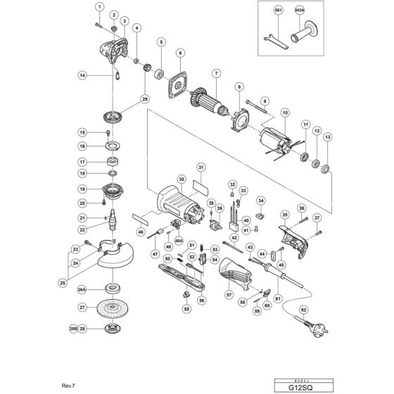 Main Assembly for Hikoki G12SQ Disc Grinder