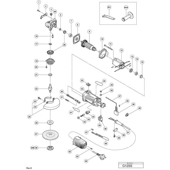 Main Assembly for Hikoki G12SS Disc Grinder