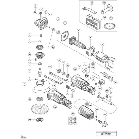 Main Assembly for Hikoki G12STX Disc Grinder