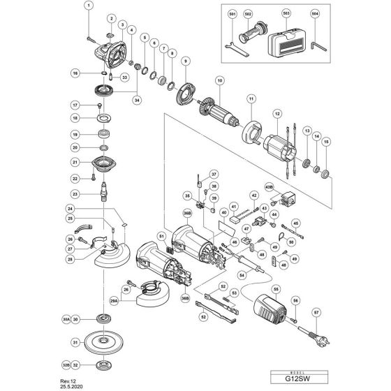 Main Assembly for Hikoki G12SW Disc Grinder