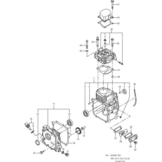 Cylinder Assemblyfor Makita G1700I Generators