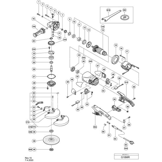 Main Assembly for Hikoki G18MR Disc Grinder