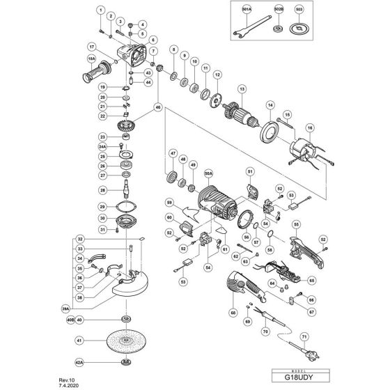 Main Assembly for Hikoki G18UDY Disc Grinder