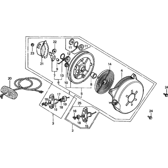 Recoil Starter Assembly for Honda G200 Engines up to S/N 1533900