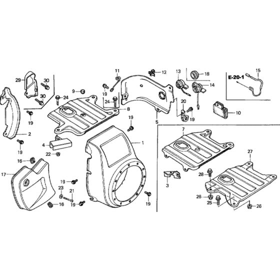 Fan Cover Assembly for Honda G200 Engines up to S/N 1542412