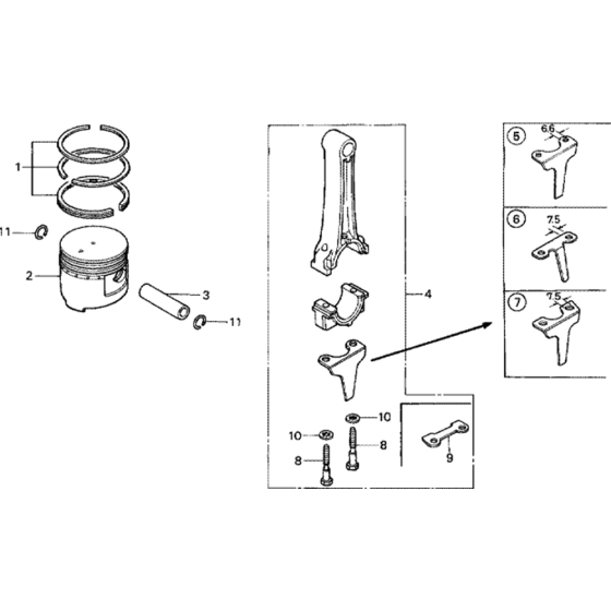 Piston Assembly for Honda G200 Engines up to S/N 1152170