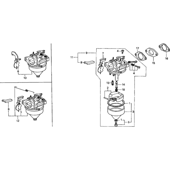 Carburetor 1 Assembly for Honda G200 Engines up to S/N BB30A D