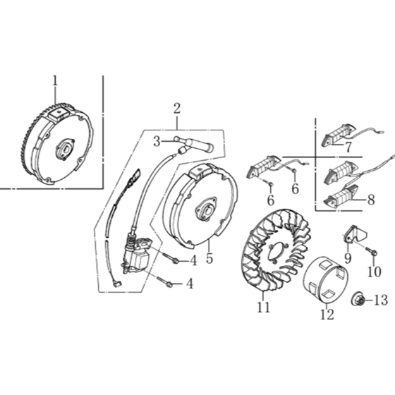 Flywheel / Coil Assembly for Loncin G200F B Shaft (196cc, 5.5hp) Engine