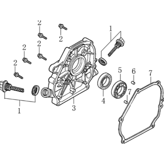 Crank Case Cover Assembly for Loncin G200F B Shaft (196cc, 5.5hp) Engine