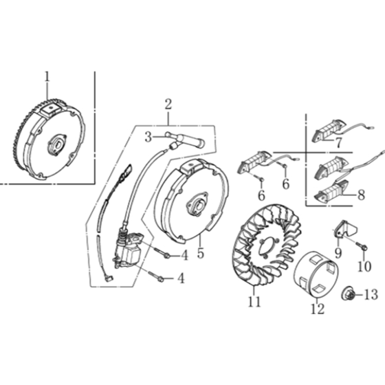 Flywheel / Coil Assembly for Loncin G200FD (196cc, 6.5hp) Engine