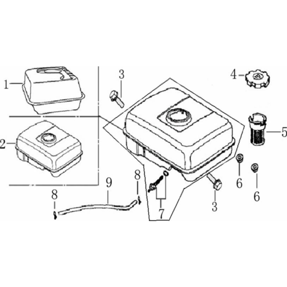 Fuel Tank Assembly for Loncin G240F C Shaft (242cc, 7hp) Engine