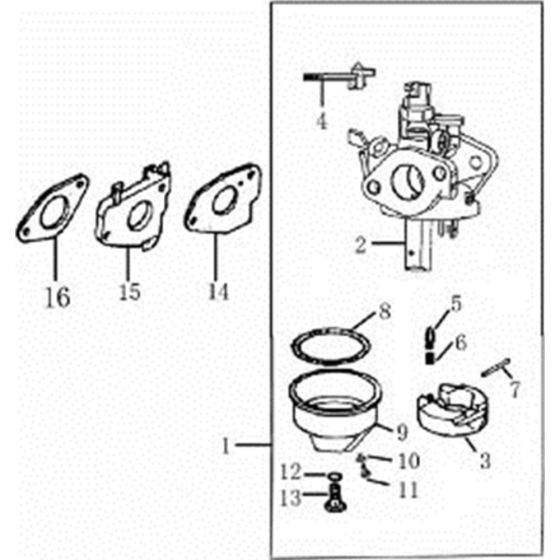 Carburetor Assembly for Loncin G240F C Shaft (242cc, 7hp) Engine