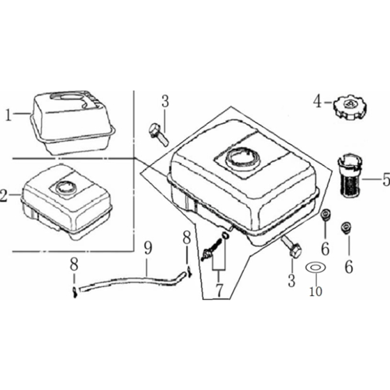 Fuel Tank Assembly for Loncin G270FD (270cc, 8hp) Engine