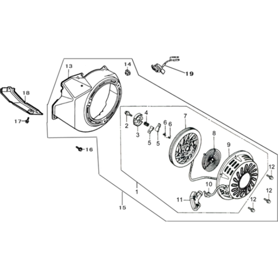 Starter Assembly for Loncin G340FD (337cc, 10hp) Engine