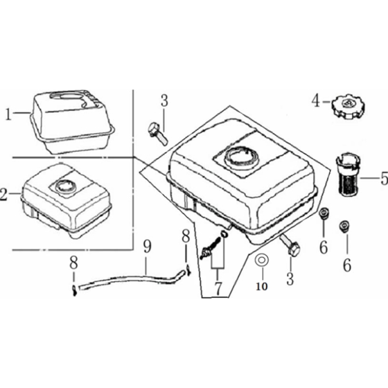 Fuel Tank Assembly for Loncin G390F I Shaft (389cc, 11hp) Engine