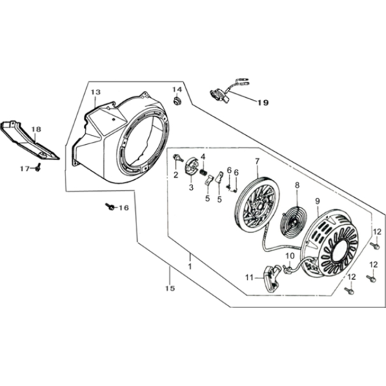 Starter Assembly for Loncin G390F I Shaft (389cc, 11hp) Engine