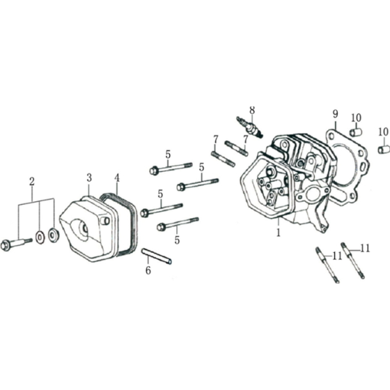 Cylinder Head Assembly for Loncin G390FD (389cc, 11hp) Engine