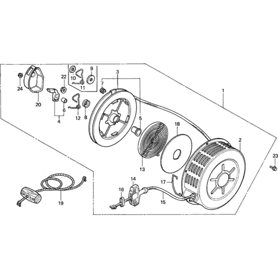 Recoil Starter Assembly for Honda G400K1 Engines