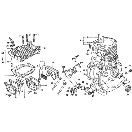 Cylinder Head and  Cylinder Barrel Assembly for Honda G400K1 Engines up to S/N 1213314