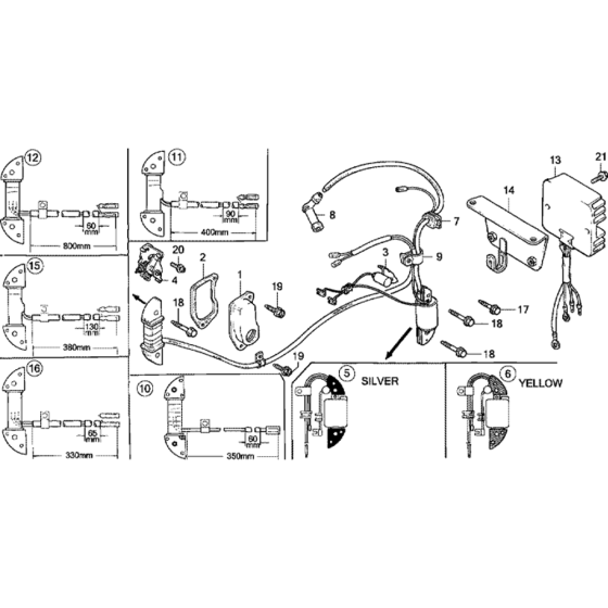 Ignition Coil and  Contact Breaker and Regulator Assembly for Honda G400K1 Engines