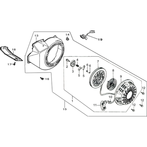 Starter Assembly for Loncin G420FD Taper Shaft (420cc, 12hp) Engine