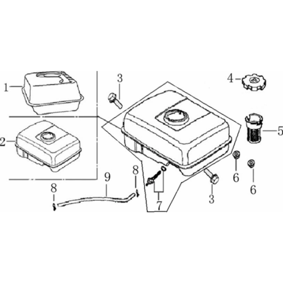 Fuel Tank Assembly for Loncin G420FD U Shaft (420cc, 12hp) Engine
