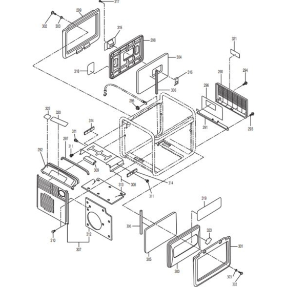 Front & Rear Cover Assembly for Makita G4300IS Generators